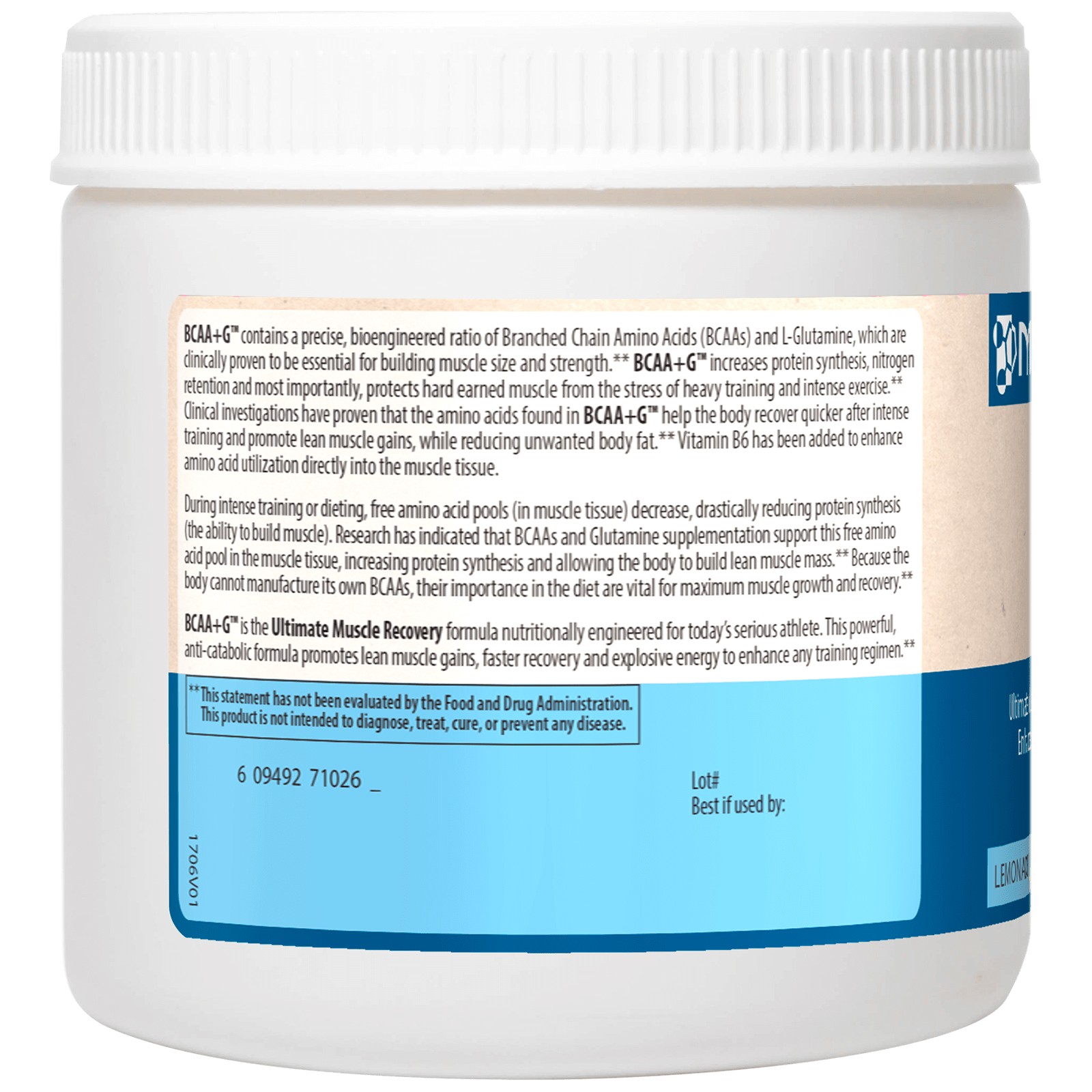 MRM BCAA G Lemonade 0 396 lbs 180 g GMP Quality Assured, Vegan