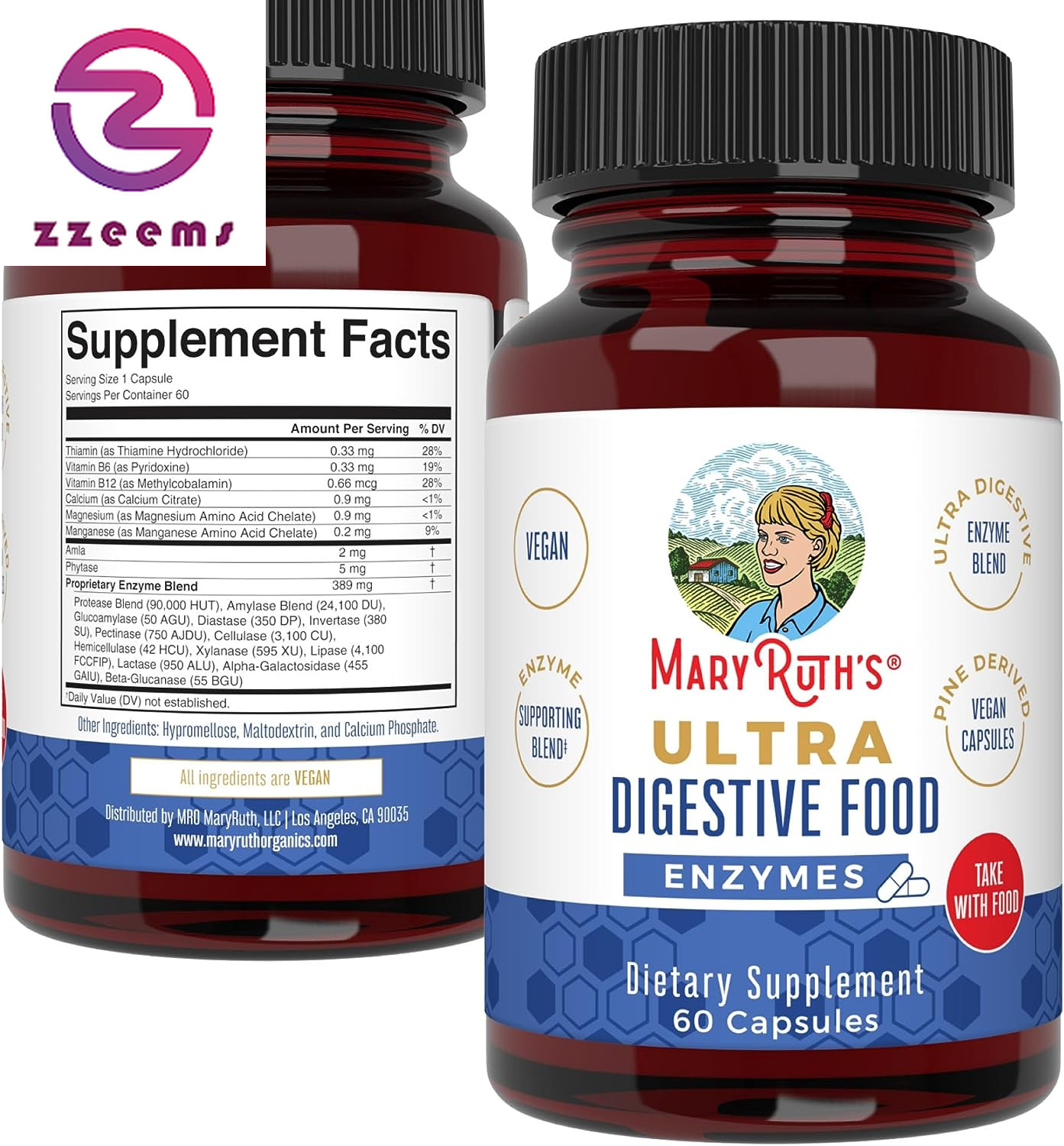 Ultra Digestive Enzymes Capsules | up to 2 Month Supply | Enzyme Supplement for