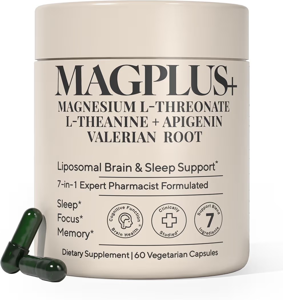 MAGPLUS+ Magnesium L-Threonate w/ Apigenin & L Theanine 1500mg 7 Ingredient
