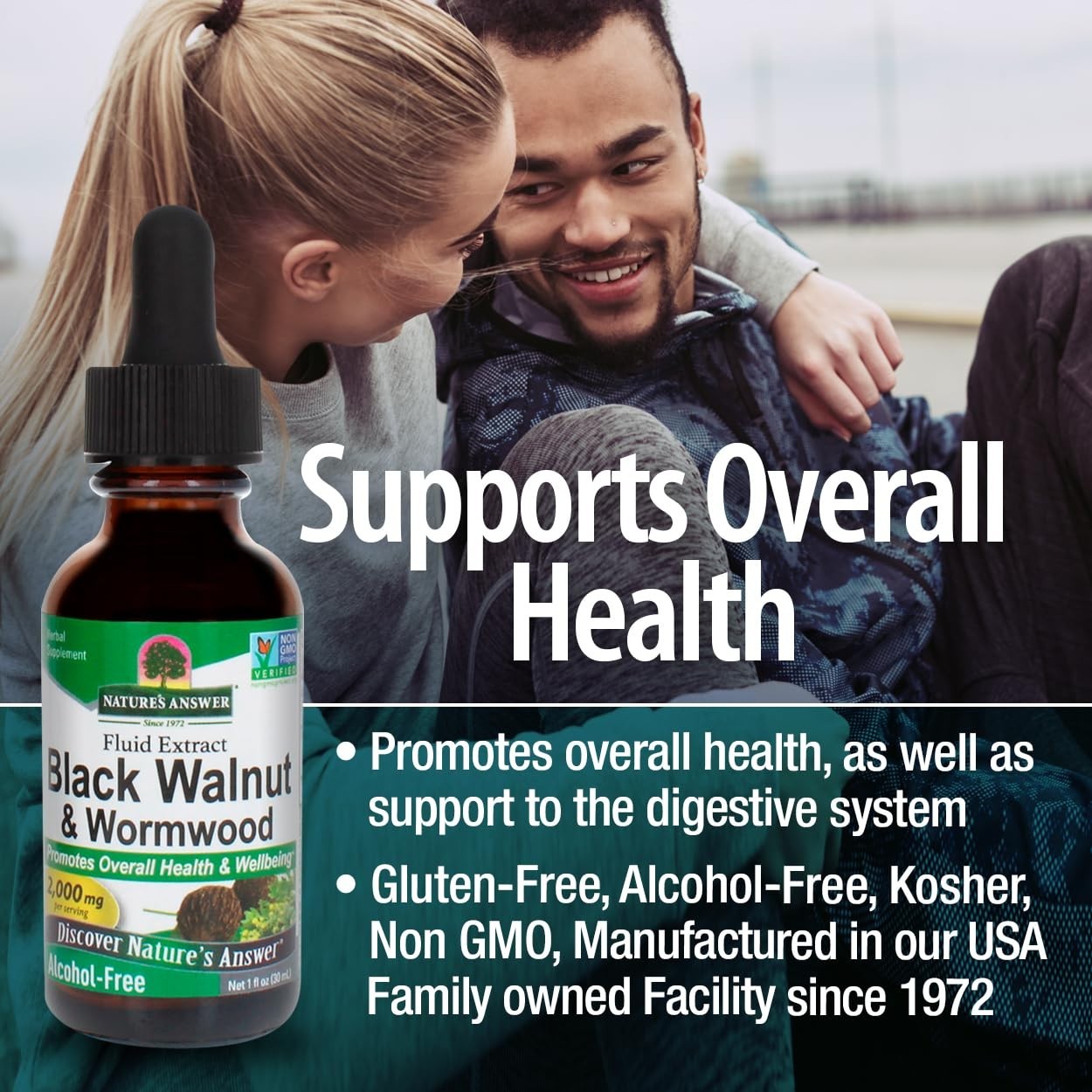 Nature’s Answer 2000mg Black Walnut & Wormwood for Gut Health & Vitality