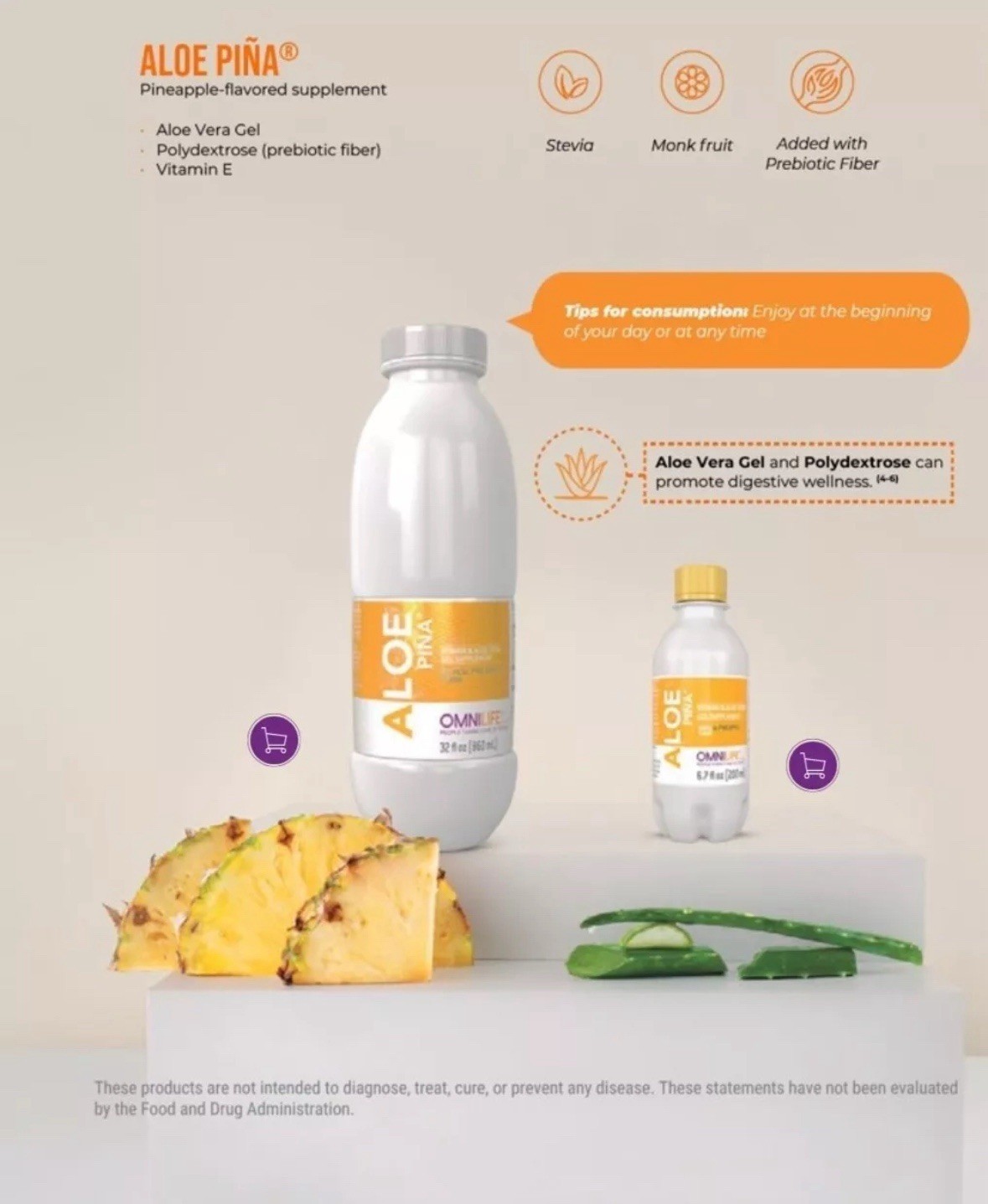 ALOE BETA PINEAPPLE FLAVOR 24 PACK 6.7 FL OZ EA **FREE SHIPPING**