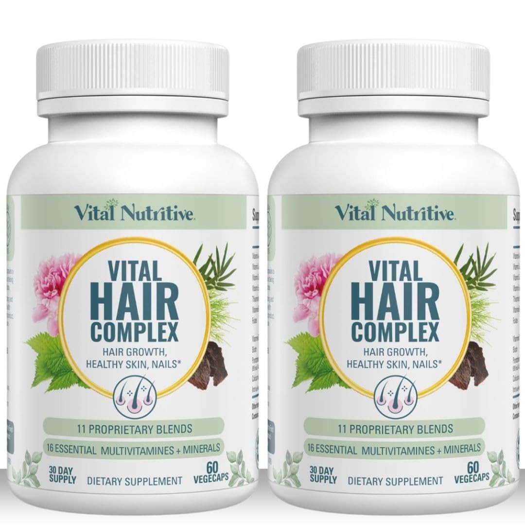 VITAL NUTRITIVE Vital Hair Complex -Hair Growth 60 Count (Pack of 2), White