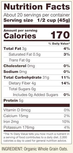 Bob’s Red Mill Organic Quick Cooking Rolled Oats, 32oz 32 Ounce (Pack of 4)