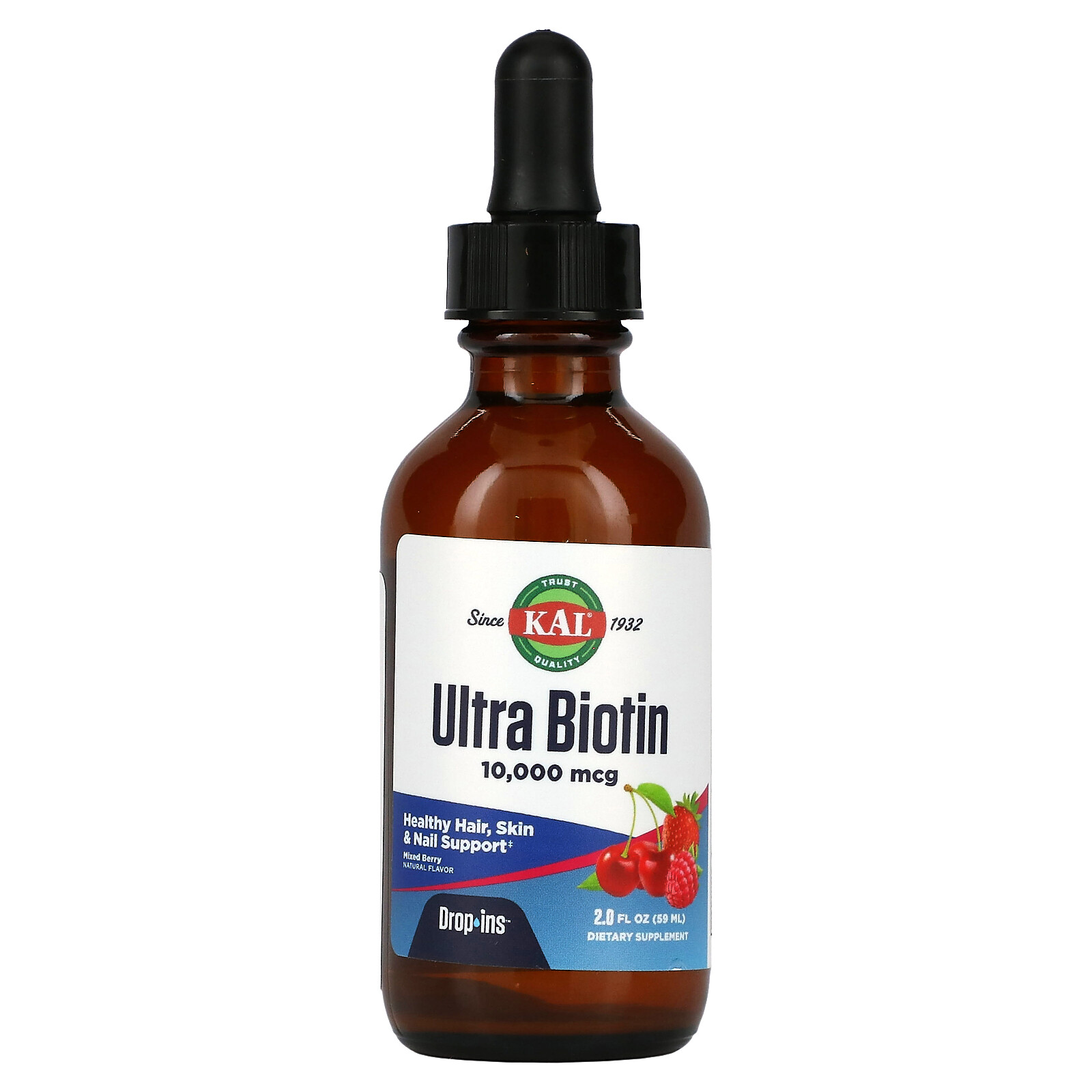 Ultra Biotin, Mixed Berry, 10,000 mcg, 2 fl oz (59 ml)