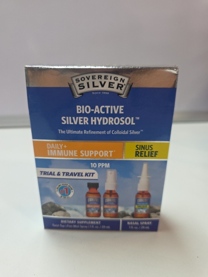 Sovereign Silver – Bio-Active Silver Hydrosol 3-Piece Trial & Travel Kit FREE ✈️