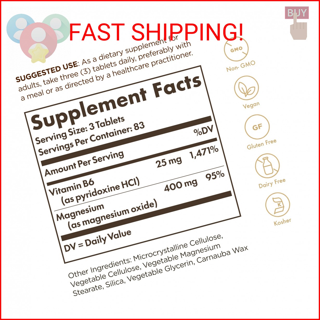 Solgar Magnesium with Vitamin B6, 250 Tablets – Promote Healthy Bone Mineralizat