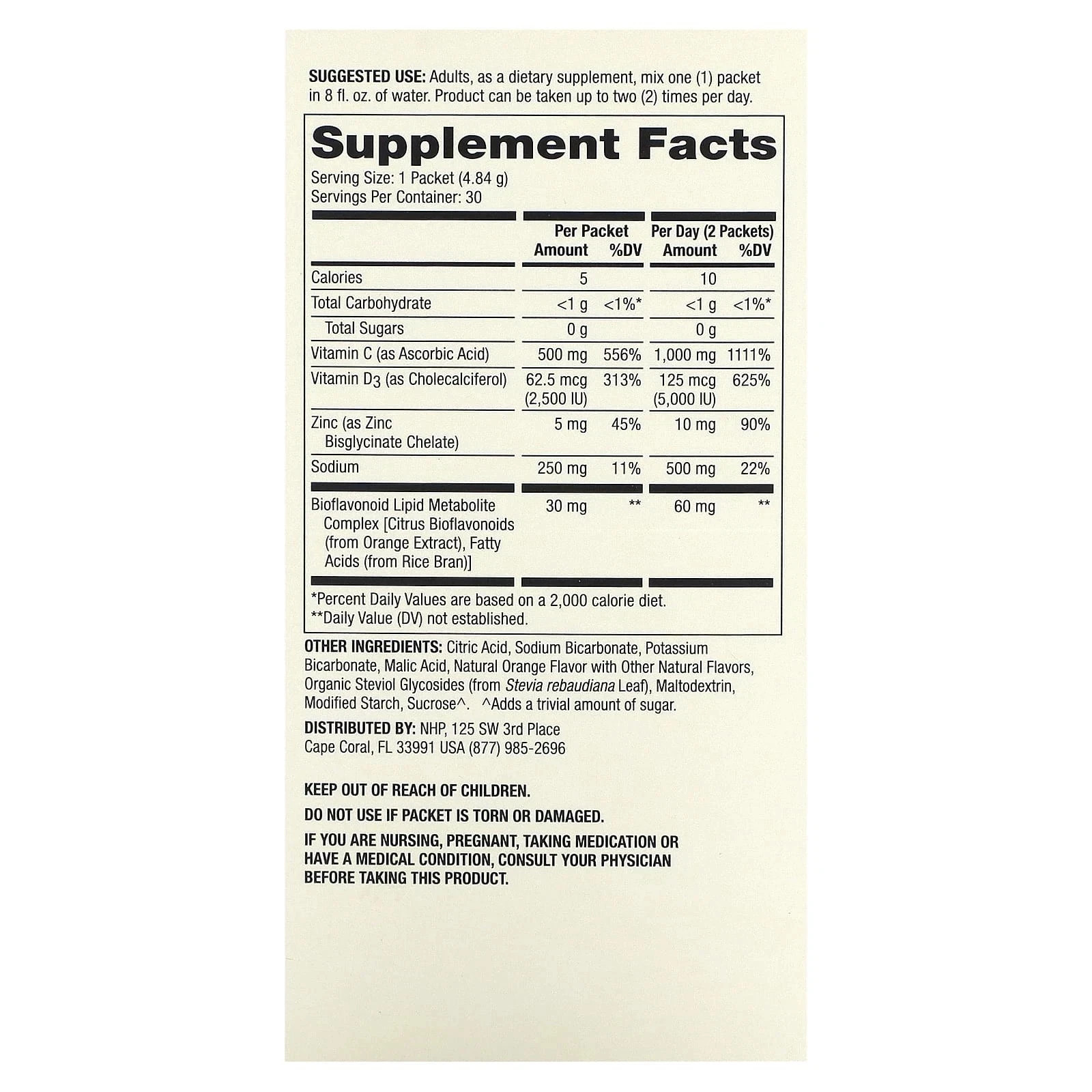 Dr. Mercola Vitamin C-PAK Natural Orange 30 Packets