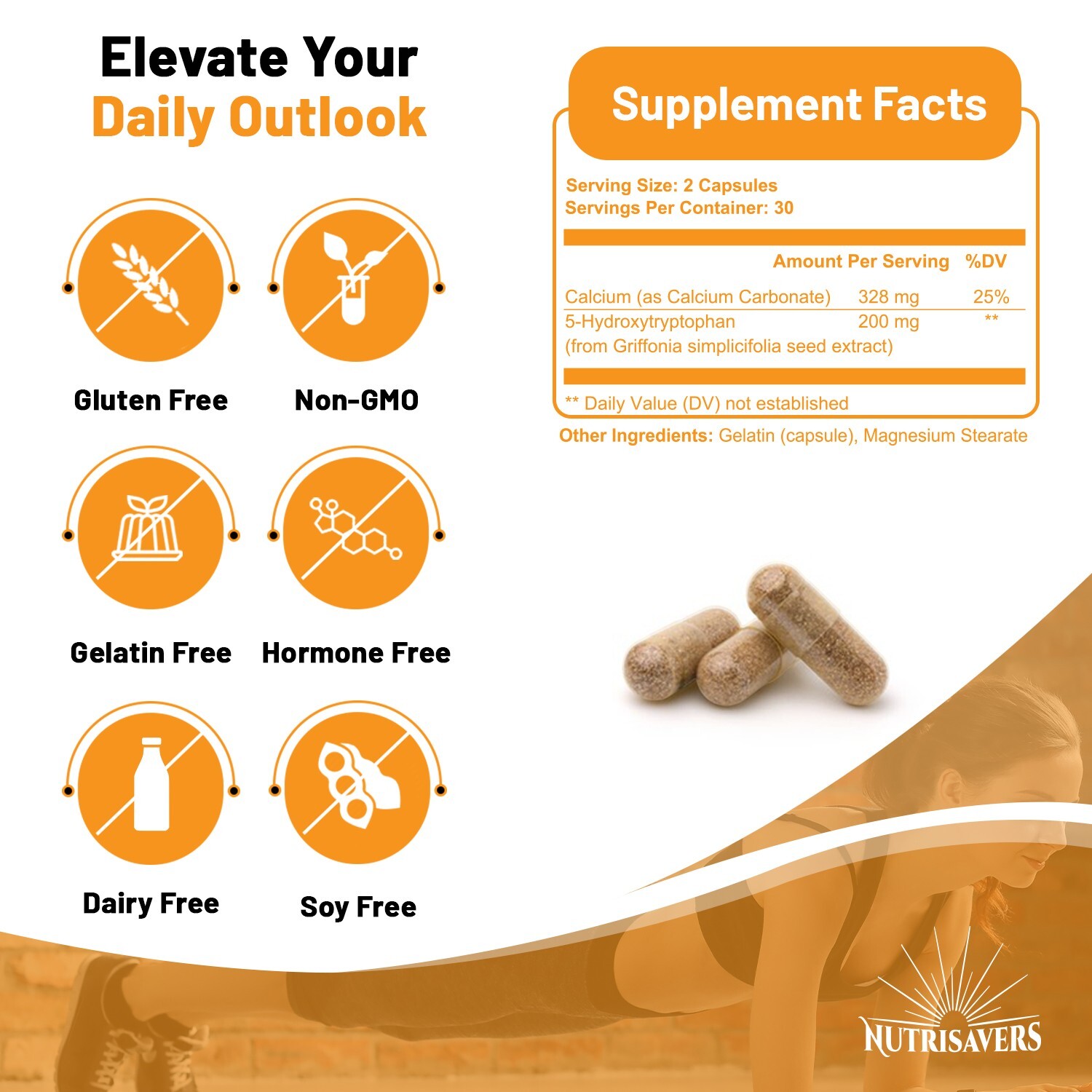 5-HTP Supplement, Serotonin for Sleep and Stress, Supports Weight Loss – 60 Caps
