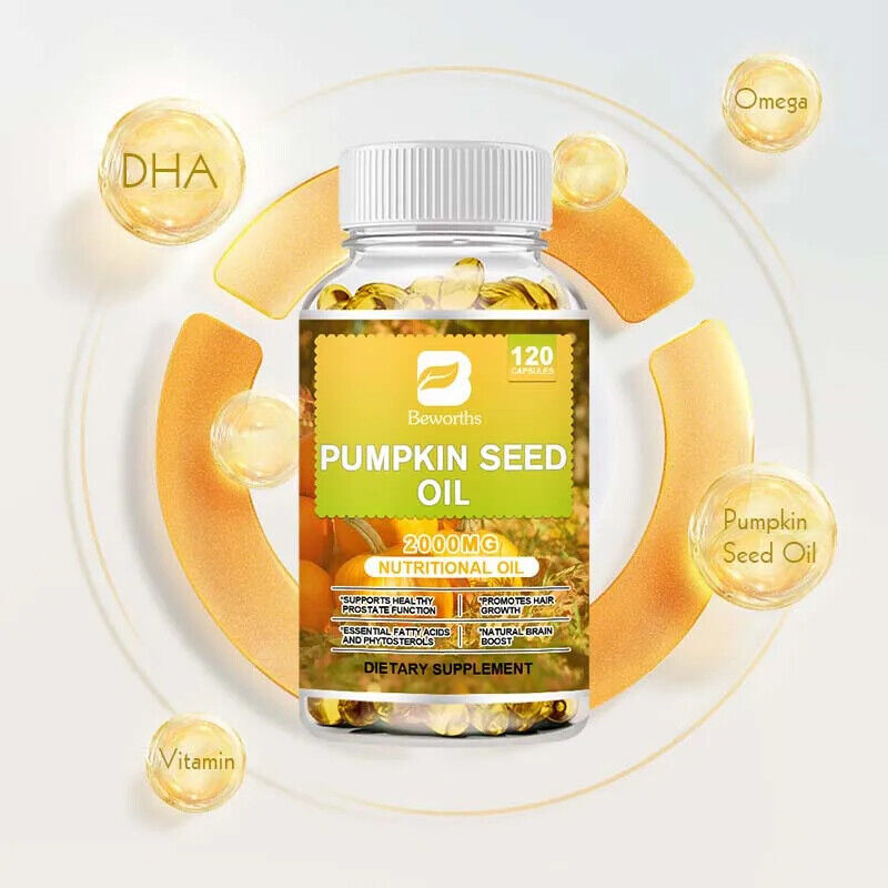 Pumpkin Seed Oil Capsules 2000Mg Support Prostate Health Brain Boost-120Pills