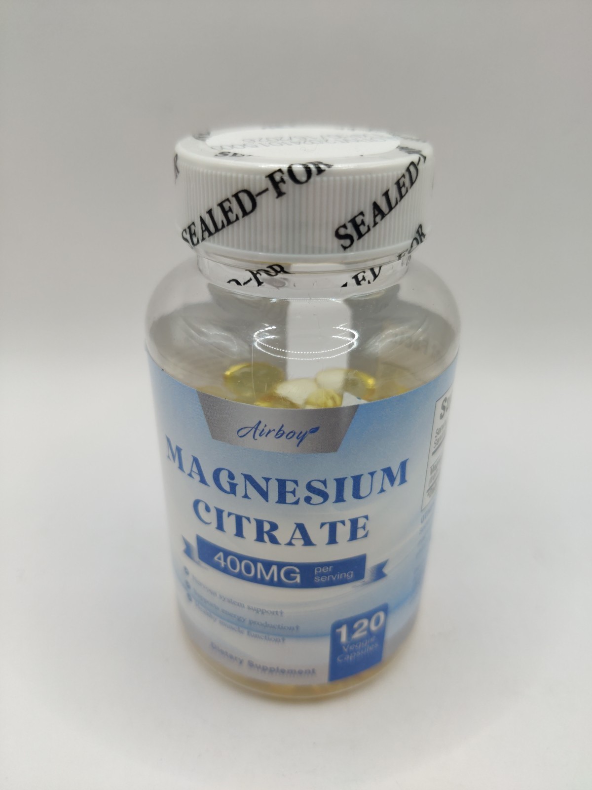 Airboy Magnesium Citrate 400mg 120 Capsules EXP 10/2026 Nervous System Muscle