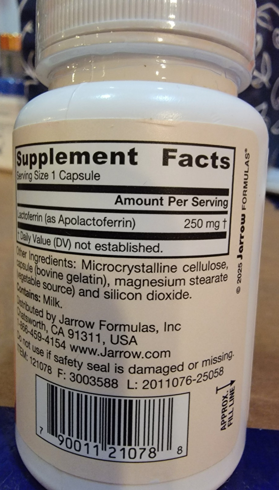 Lactoferrin, Freeze Dried, 250 mg, 30 Capsules