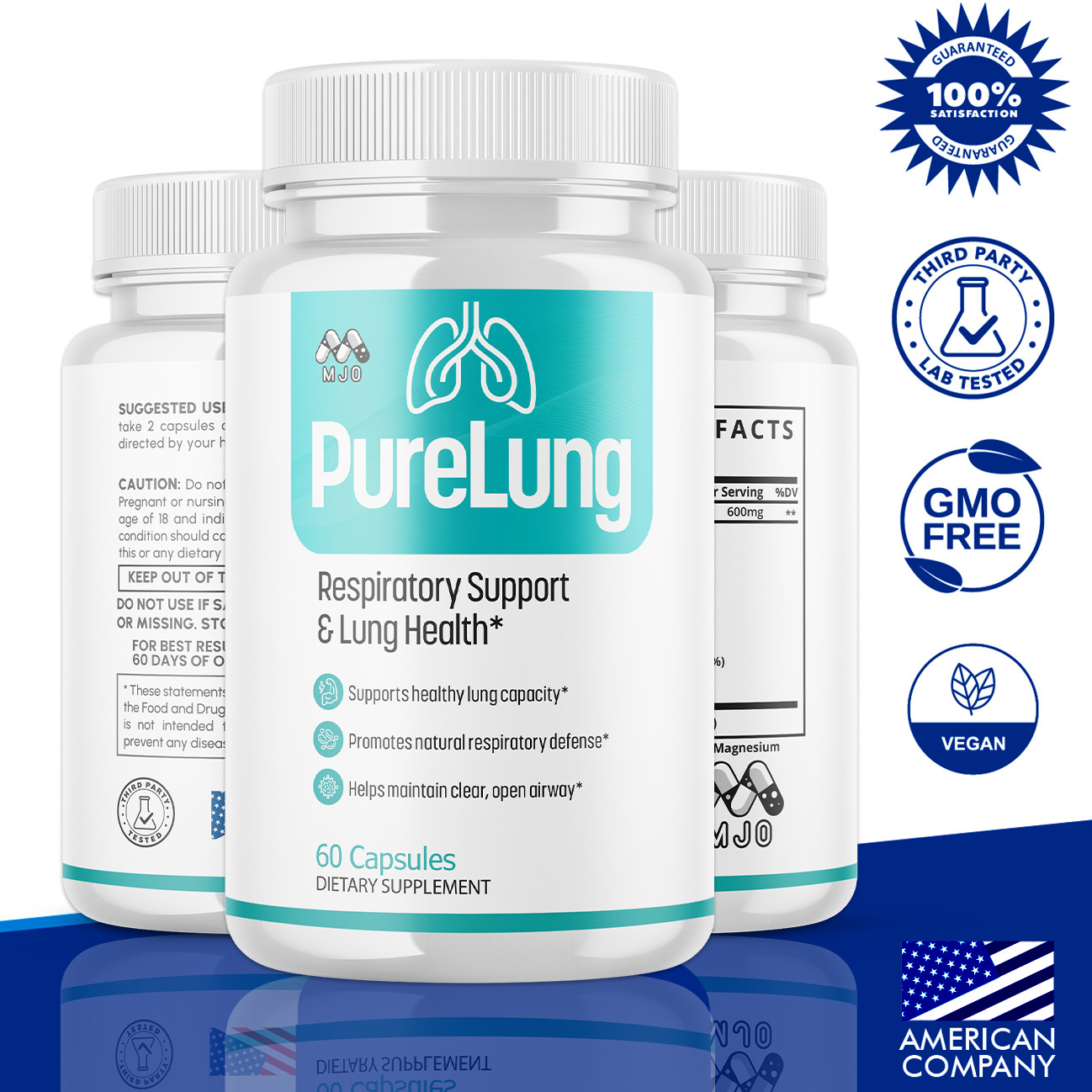 (3 Pack) PureLung Advanced Lung Support Supplement Pure Lung 180 Capsules