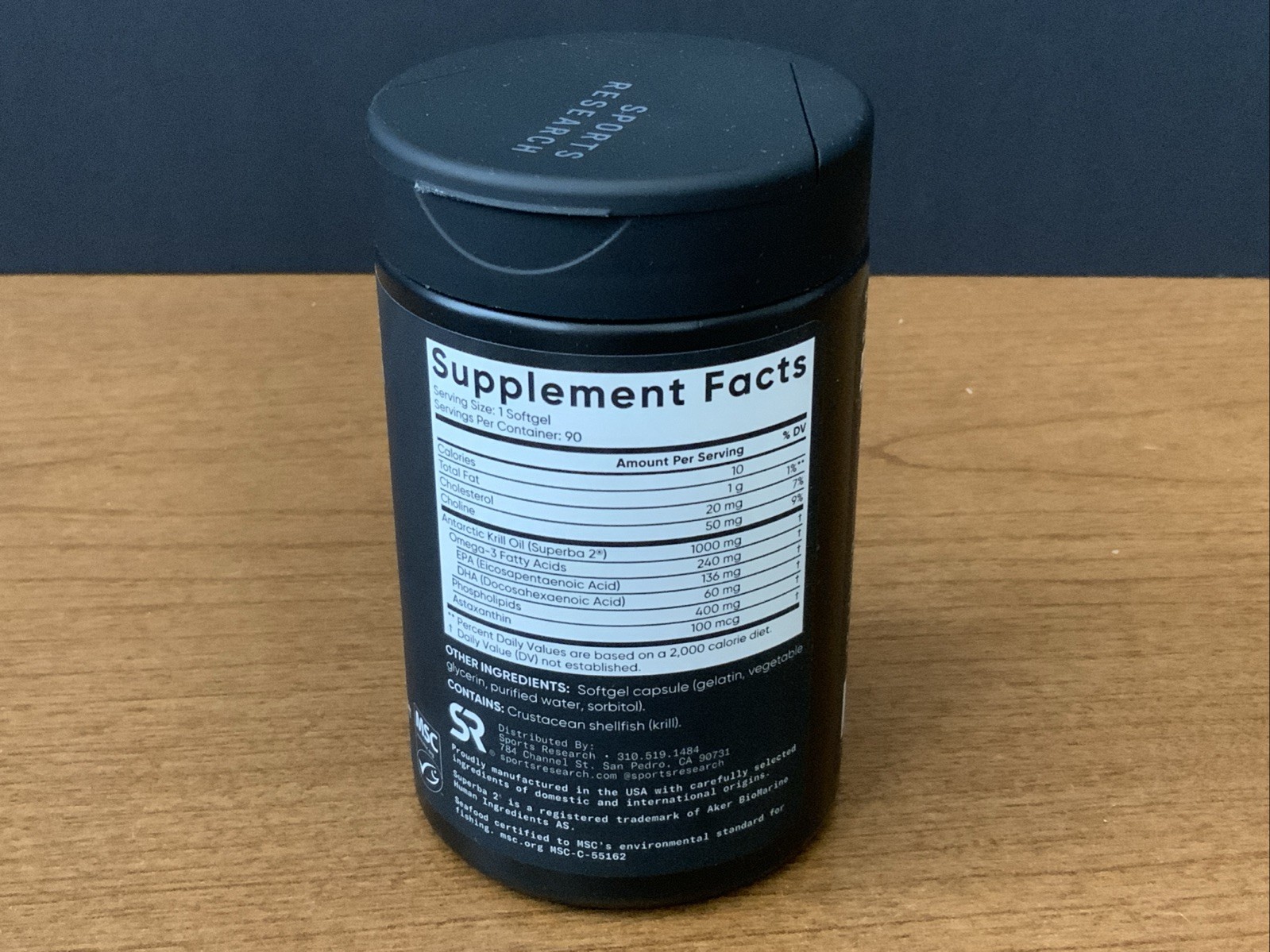 Sports Research Omega-3 Krill Oil 1000mg 240mg Omega-3 90 Count Softgels 01/2029