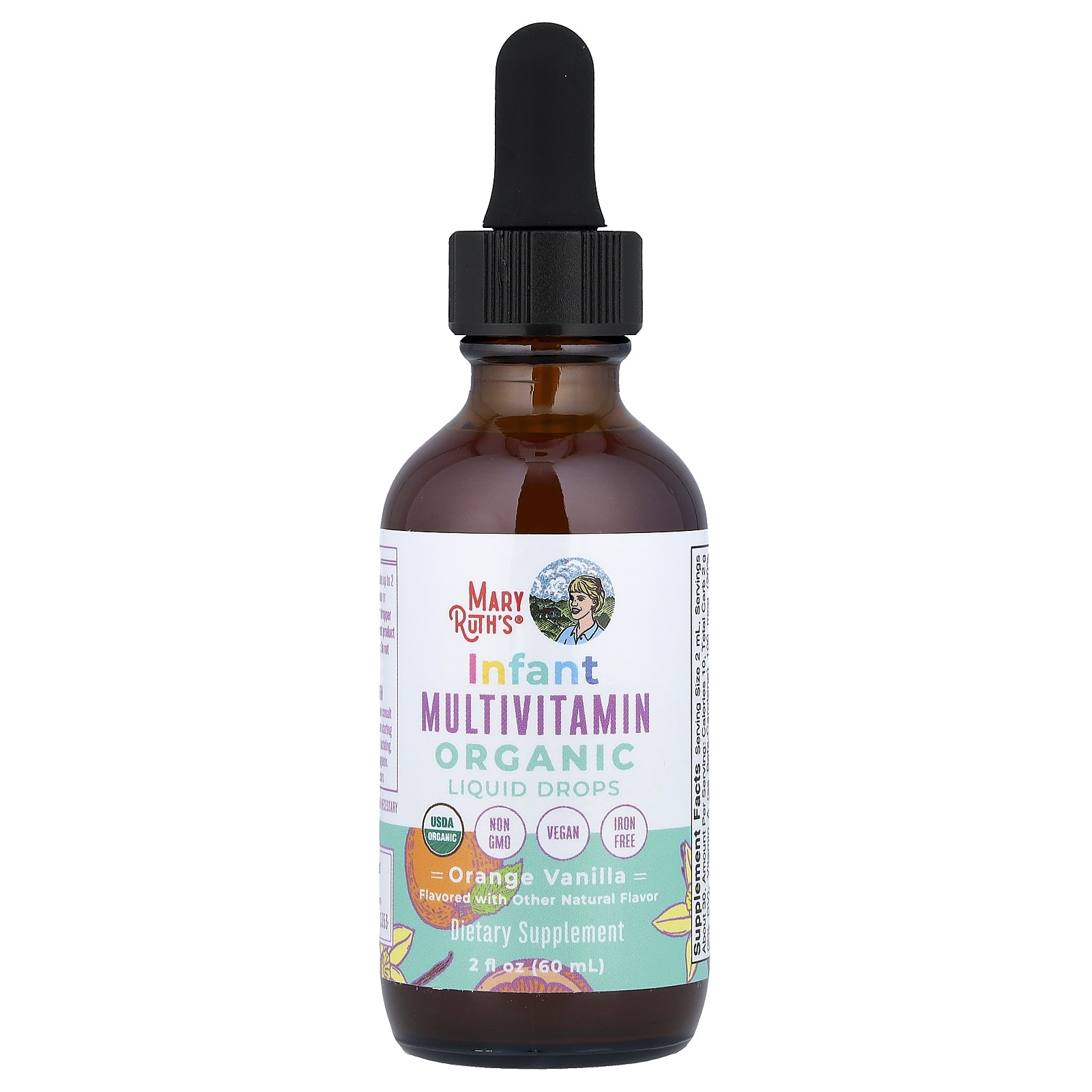 Organic Infant Multivitamin Liquid Drops, Iron Free, 6-12 Months, Orange