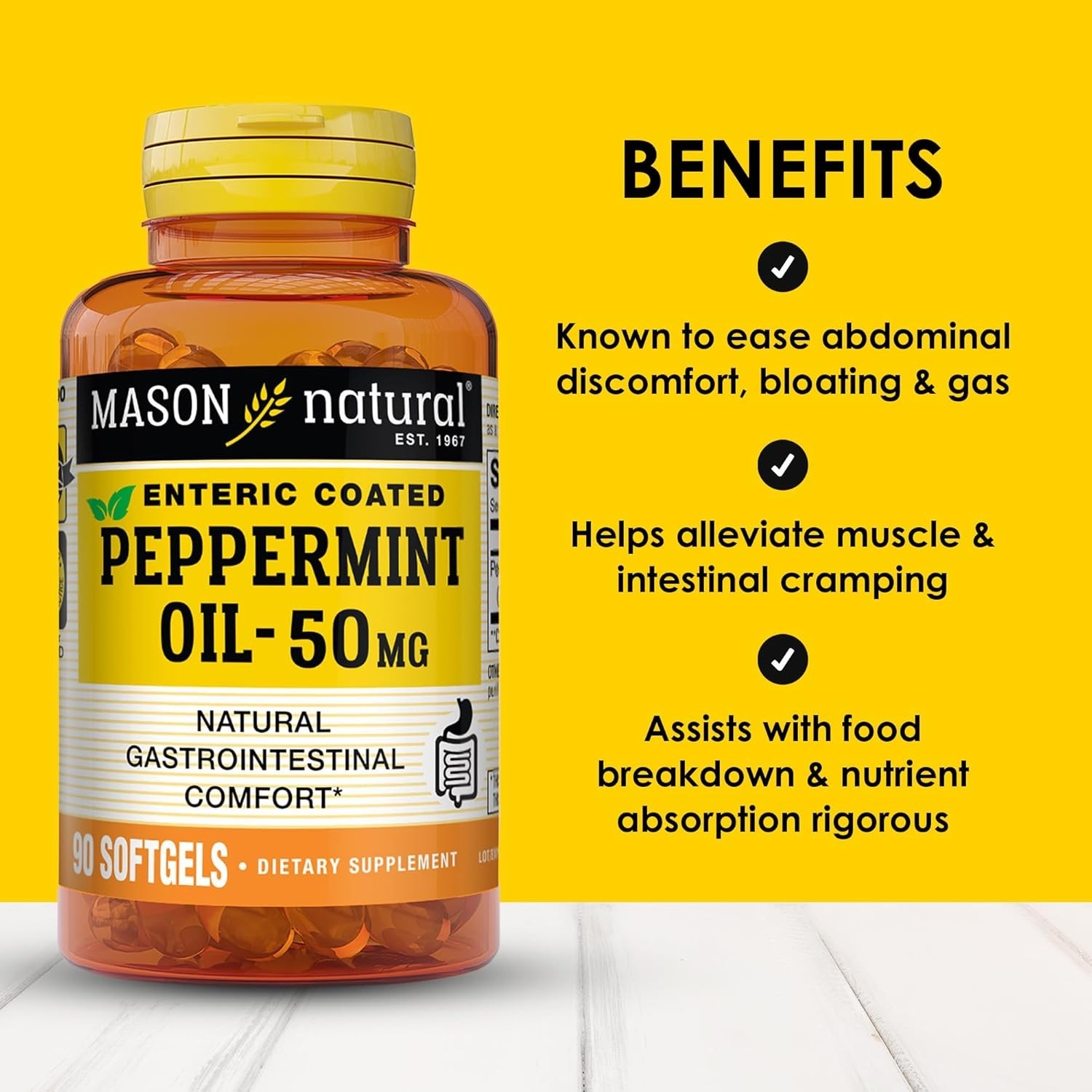 Daily Digestive Support Softgels with Peppermint Oil, 270 Easy-to-Swallow Pills