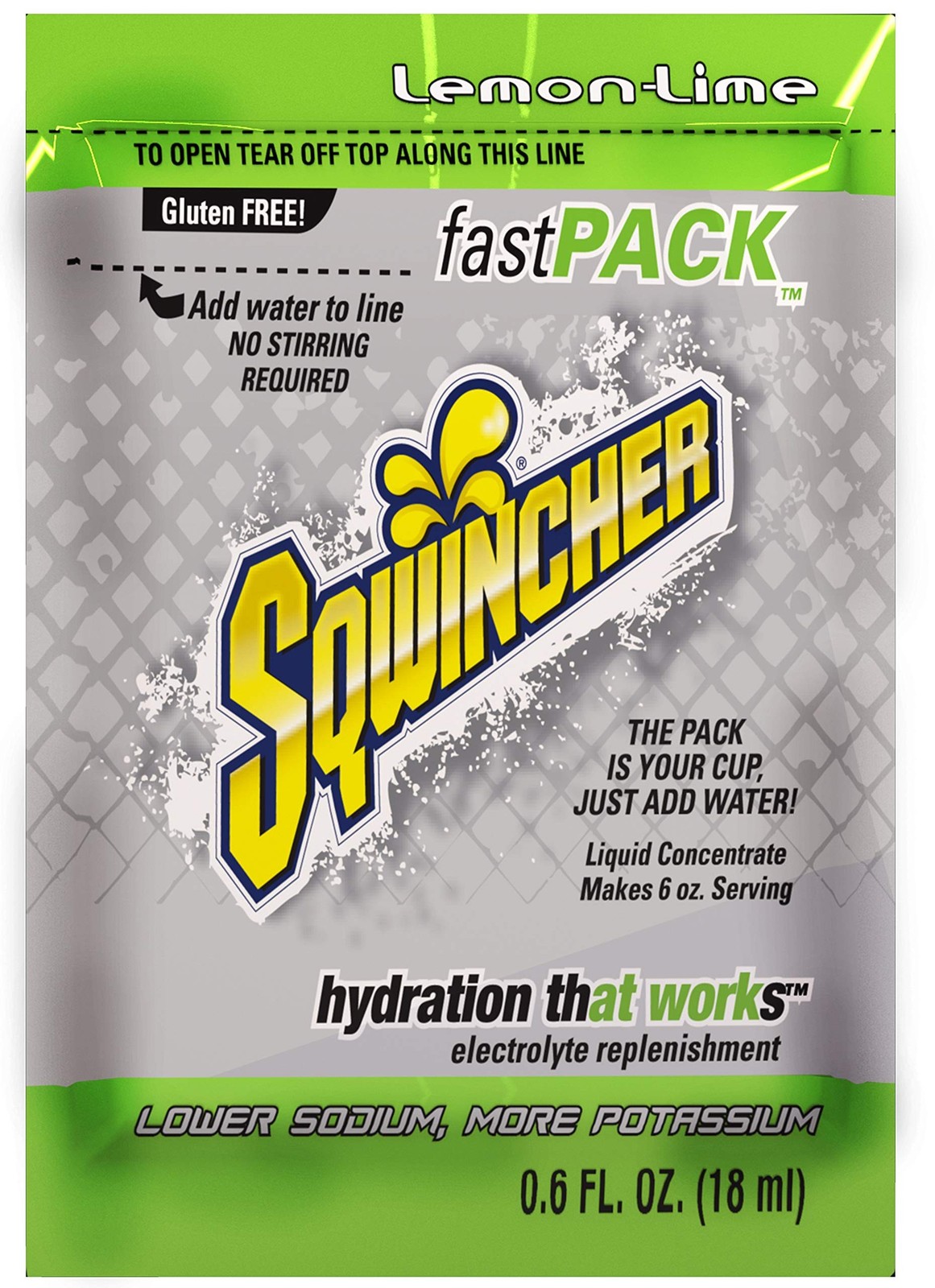 Sqwincher 015308-LL Fast Pack Liquid Concentrate Packet, 6 oz, Yellow, Standa…