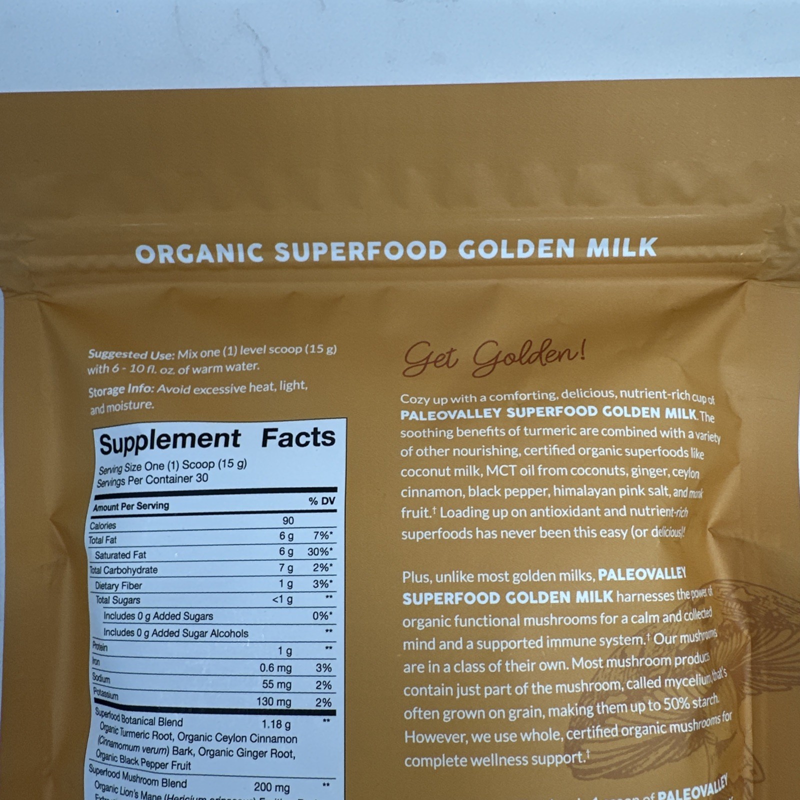 Paleo Valley Golden Milk Superfood Drink Powder Organic