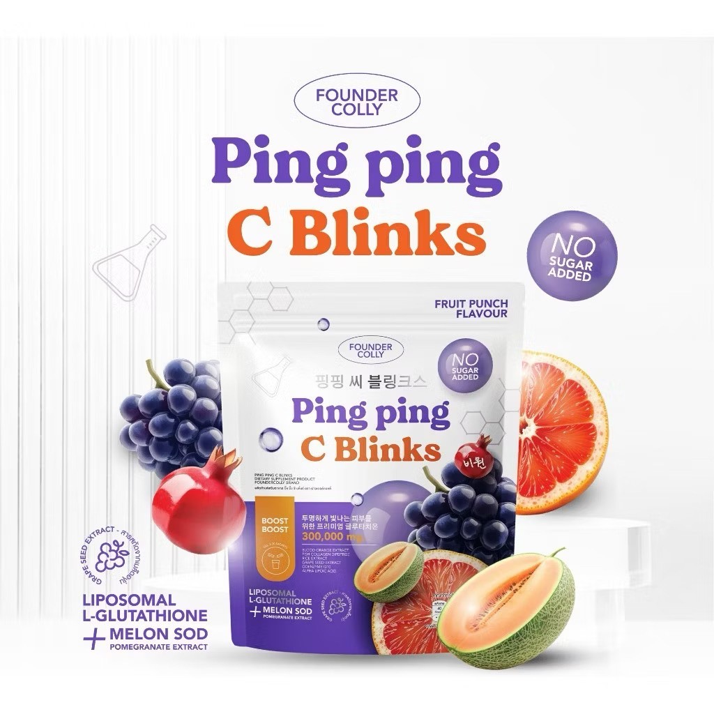 Ping Ping C Blinks Founder Colly Gluta Fruit Punch Flavor 30 Sachets