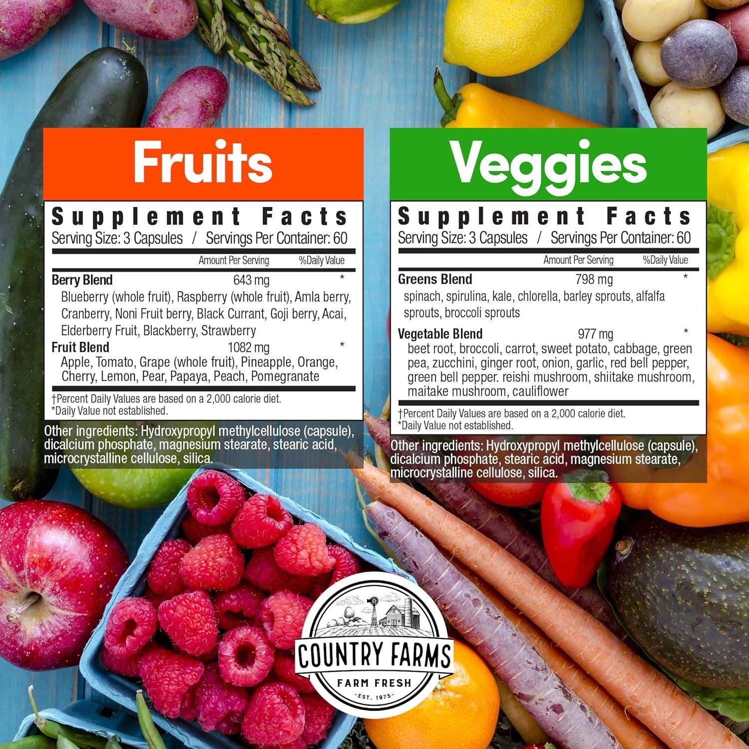 Fruits and Vegetables Supplement Capsules 360 Count Boost Energy