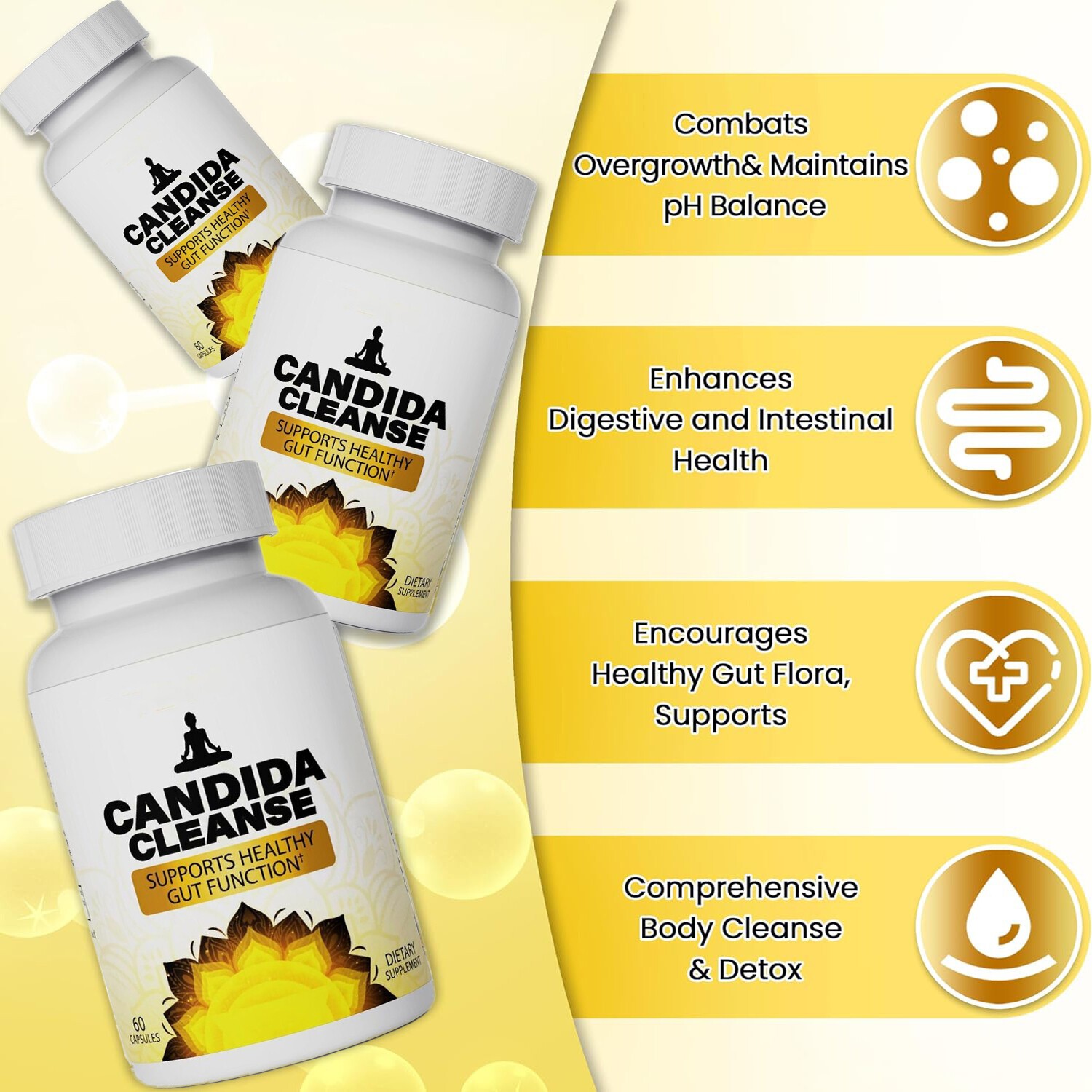 Candida Cleanse Gut & Colon Support 60 Capsules For Women & Men – US