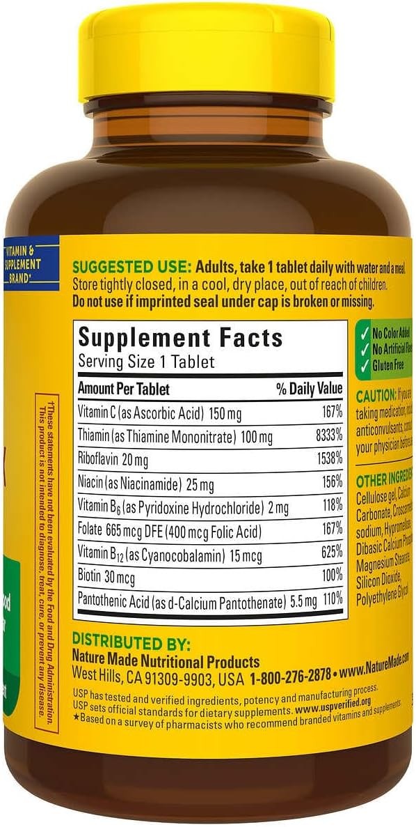 Nature Made Super B Complex, 460 Tablets B-Complex, EXP June 2027