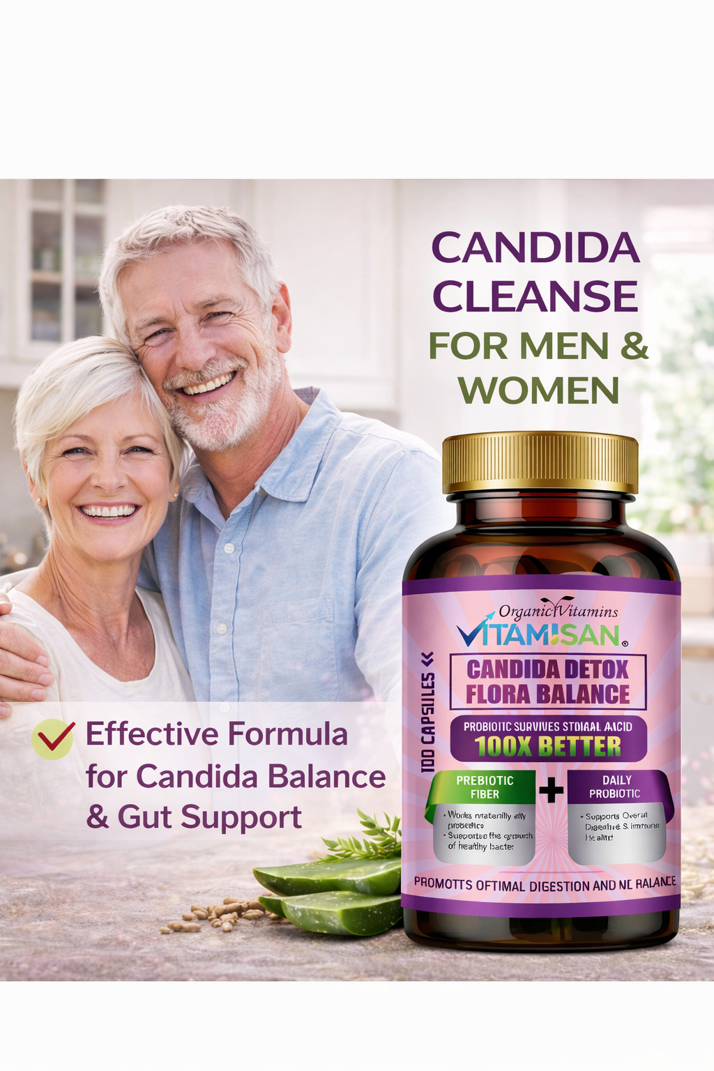 potent candida cleanse, yeast infection treatment, detox enzimes 100 capsules