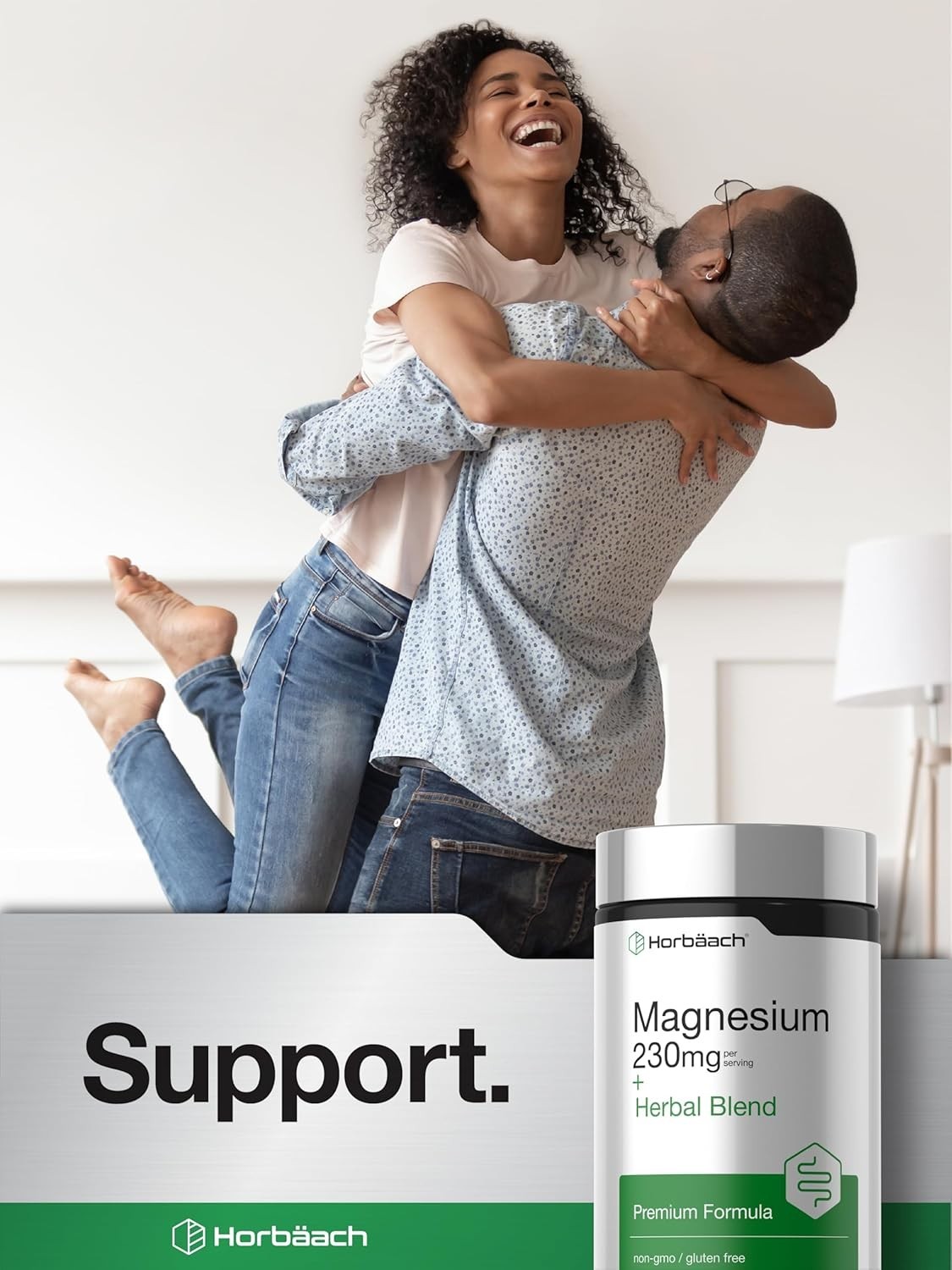 Horbaach Magnesium 230mg | Plus Herbal Blend | 200 Vegan Capsules | Gentle Clean