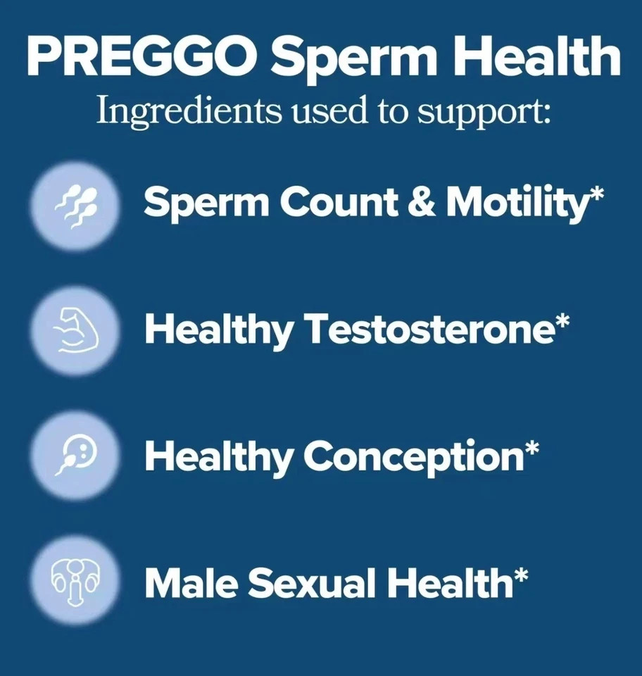 3PACK Preggo Sperm Health Capsules for Men Sperm Vegan & Motility,180 Count Caps