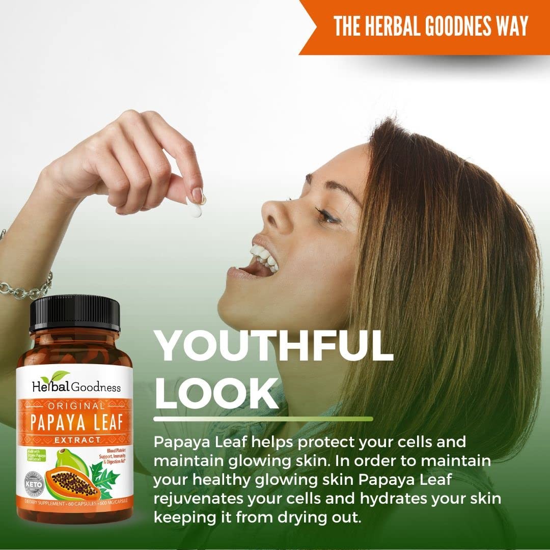Herbal Goodness Papaya Leaf Extract Digestive Enzymes – 1 Count (Pack of 60)