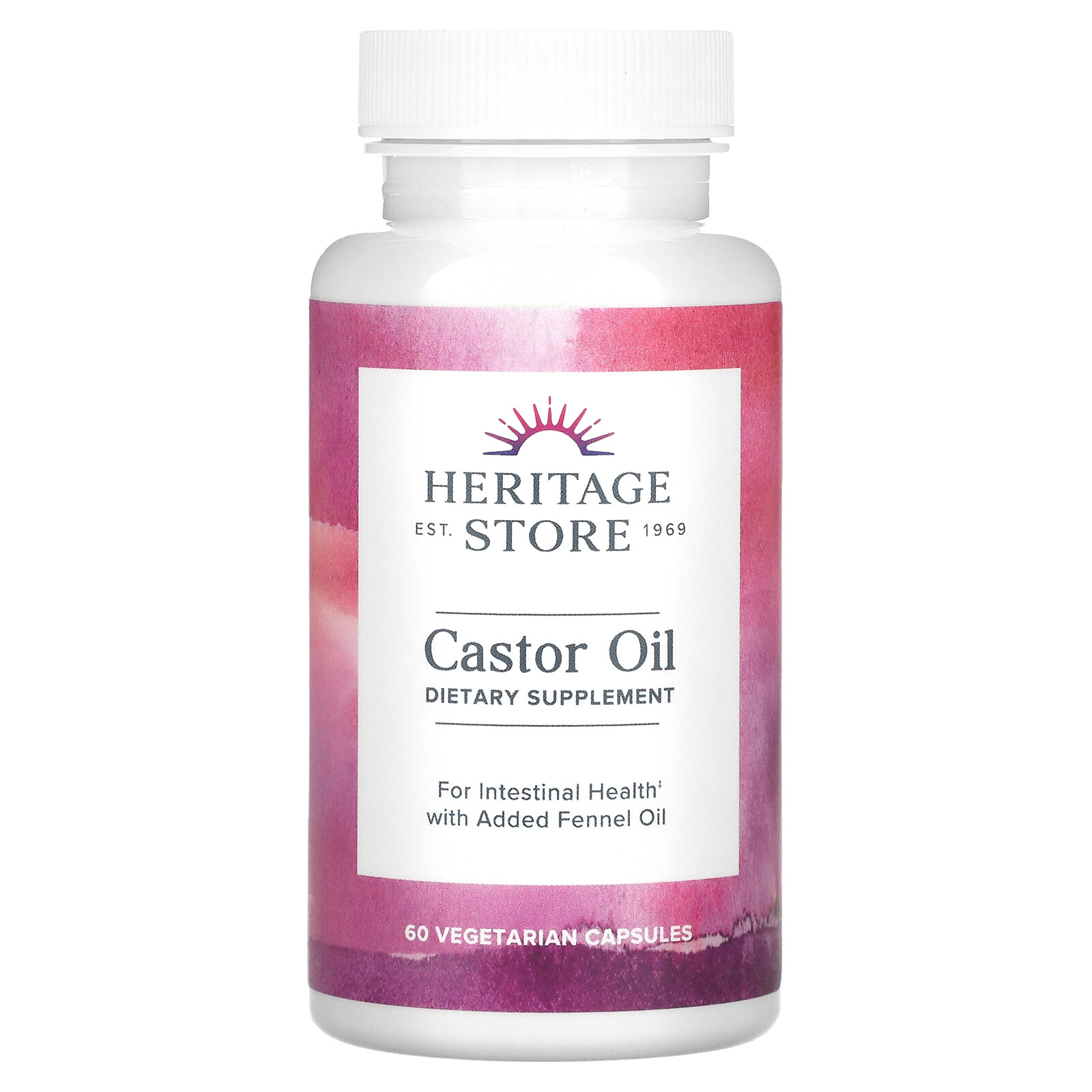 Heritage Store Castor Oil 725 mg 60 Veggie Liquid Caps Cruelty-Free,