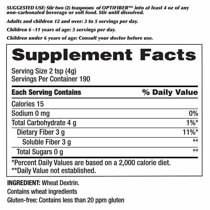 Kirkland Signature OPTIFIBER Natural Fiber 26.8 Oz 190 servings exp: 11/2024