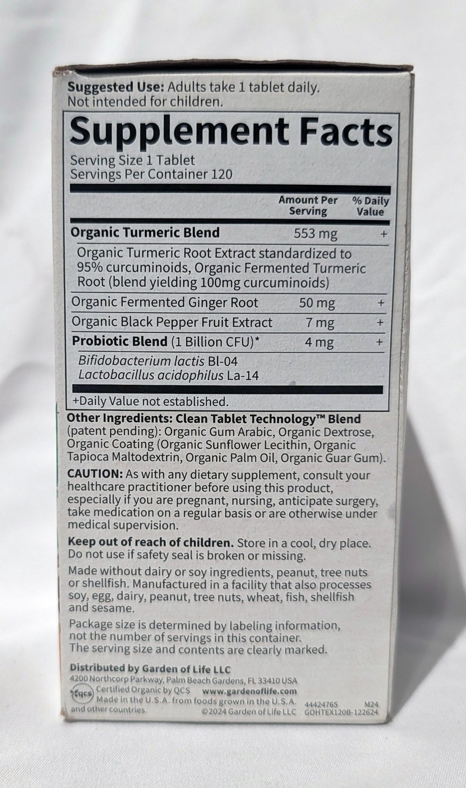 Garden of Life Organics Extra Strength Turmeric – 120 Tablets – EXP 03/28 – NEW