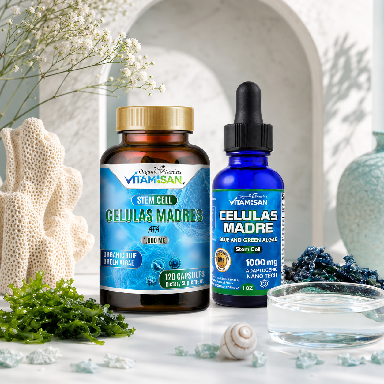 Celulas Madres Stem Cell AFA Blue Green Algae Drops Capsules Men Women 3 Pack