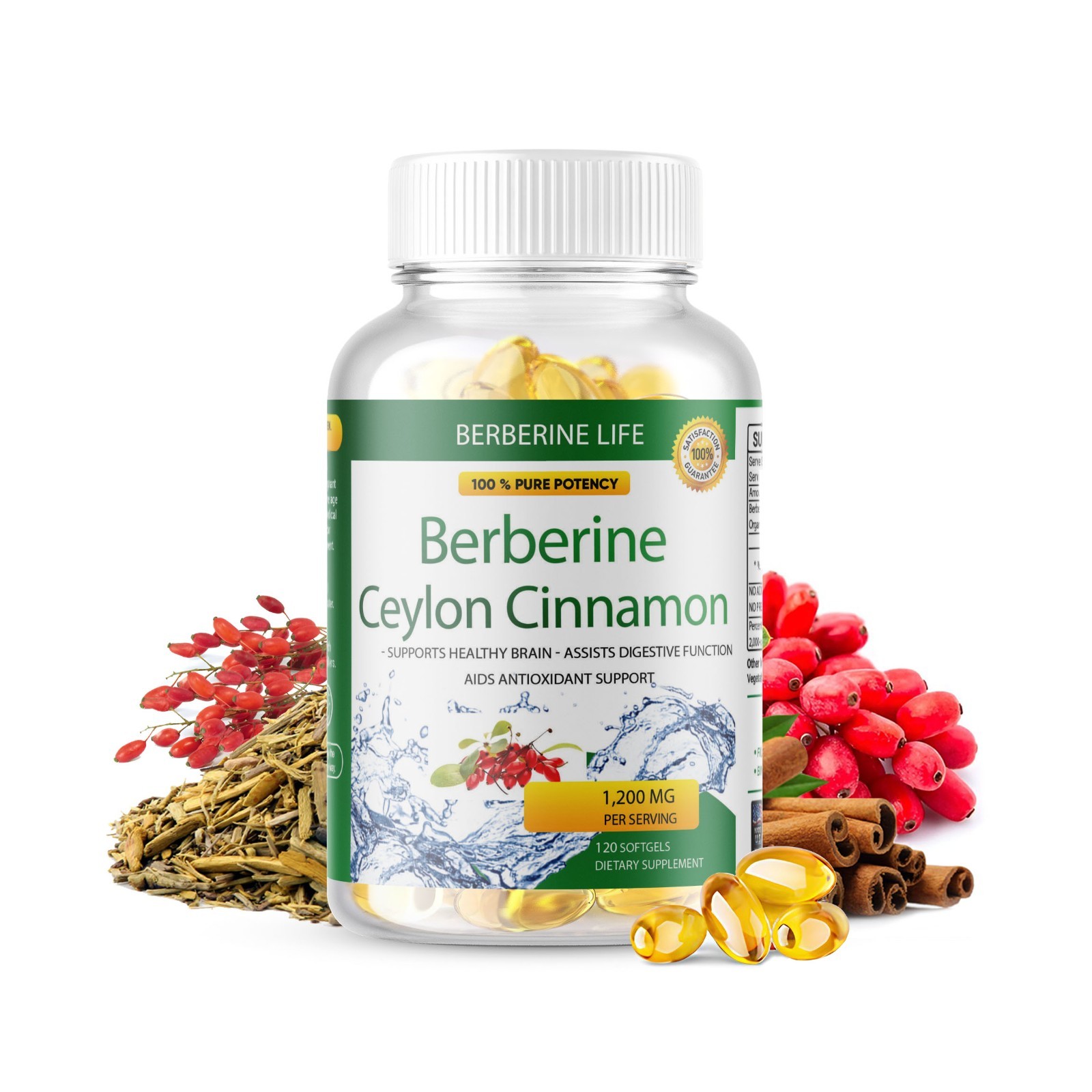 3 Packs Berberine 1200mg High Abosorption 360 Blood Sugar Immune 6 Months Supply