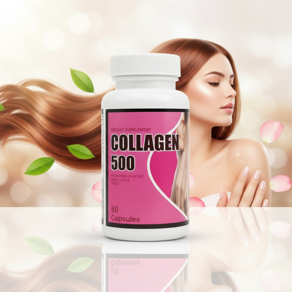 Collagen 500mg Capsules Skin Hair Nails Support 60 Capsules Anti Aging