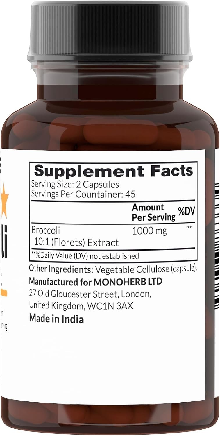 Vegetarian Broccoli 10:1 Extract Capsules – 1000 mg | 90 Count | cGMP Certified