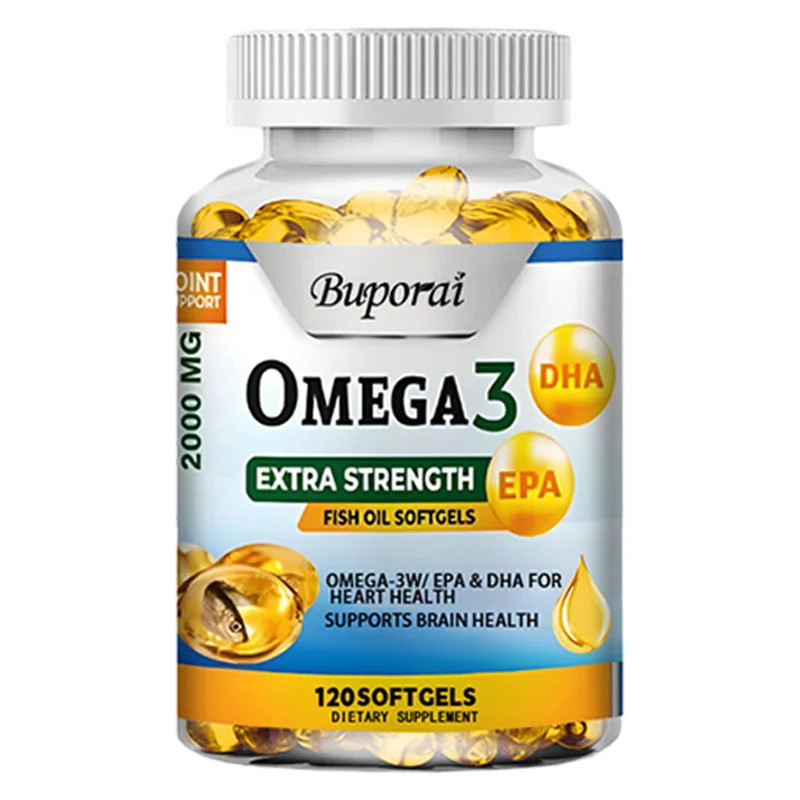 Omega 3 Fish Oil 120pcs, Support Brain and Nervous System,Improve Mental Clarity