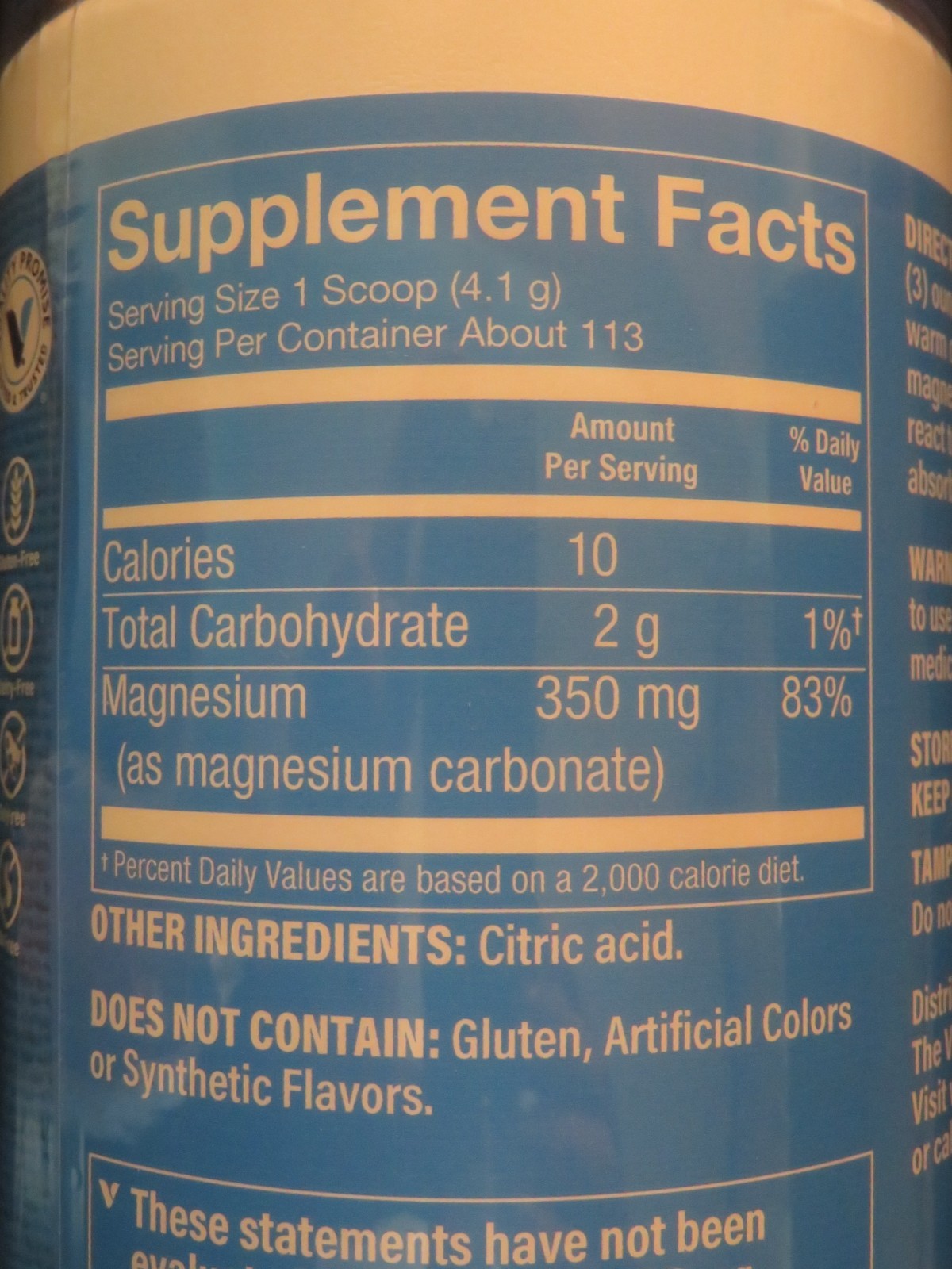 The Vitamin Shoppe Calm Zone Magnesium 350 mg Unflavored 16.3 Oz 113 Servings