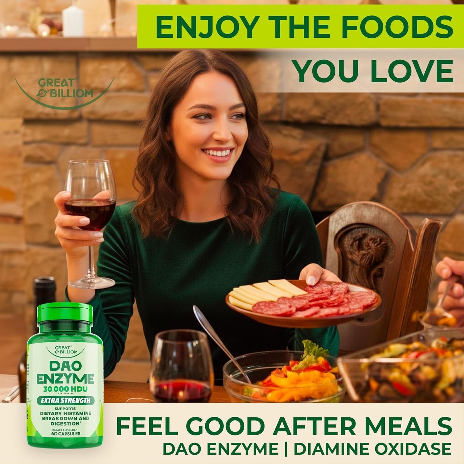 DAO Enzyme (Diamine Oxidase) – Digestive Enzymes for Women & Men – 30,000 HDU –