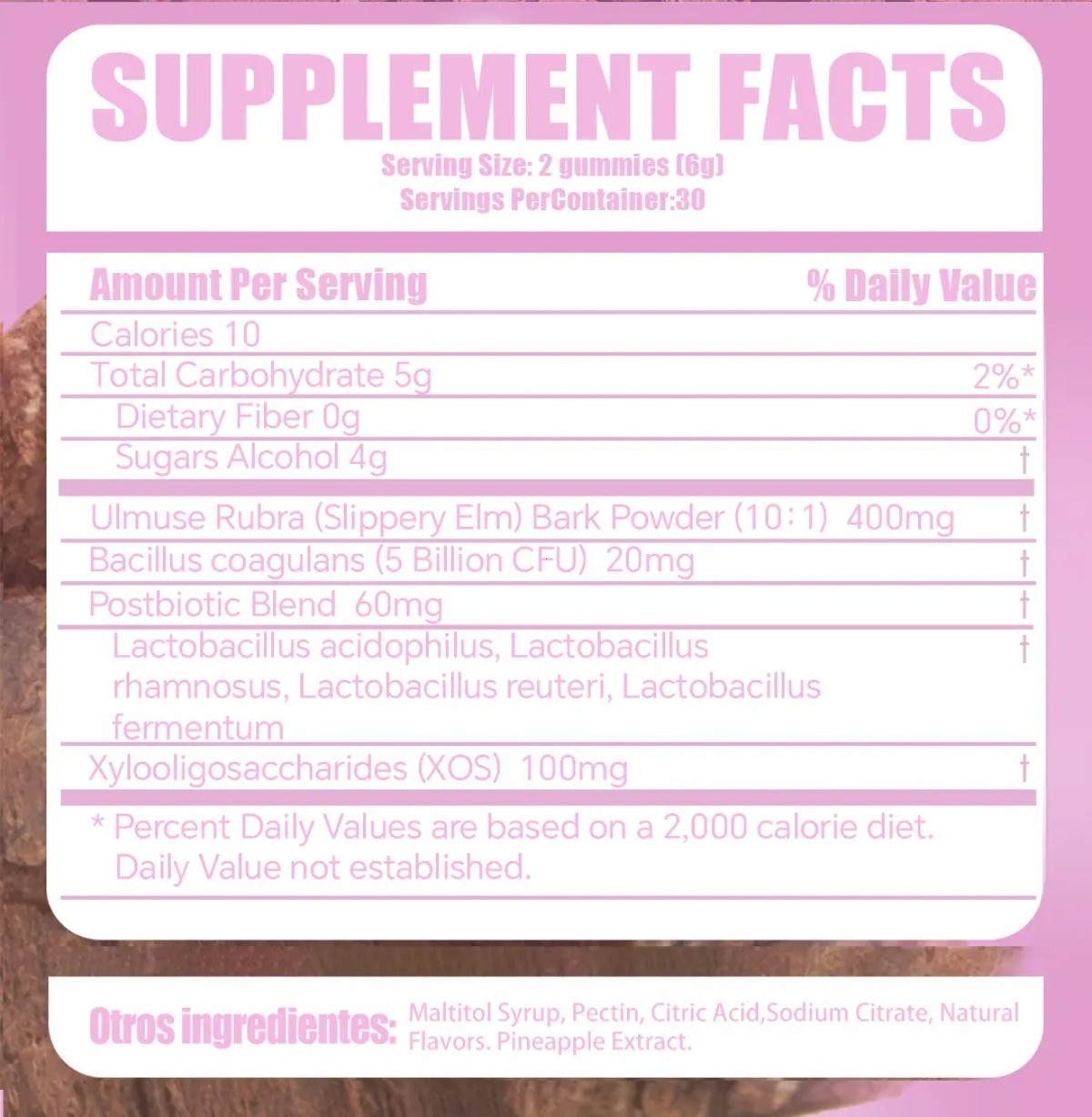 Leefar Women’s Probiotic Slippery Elm Pineapple 60 gummies exp: 07/2027