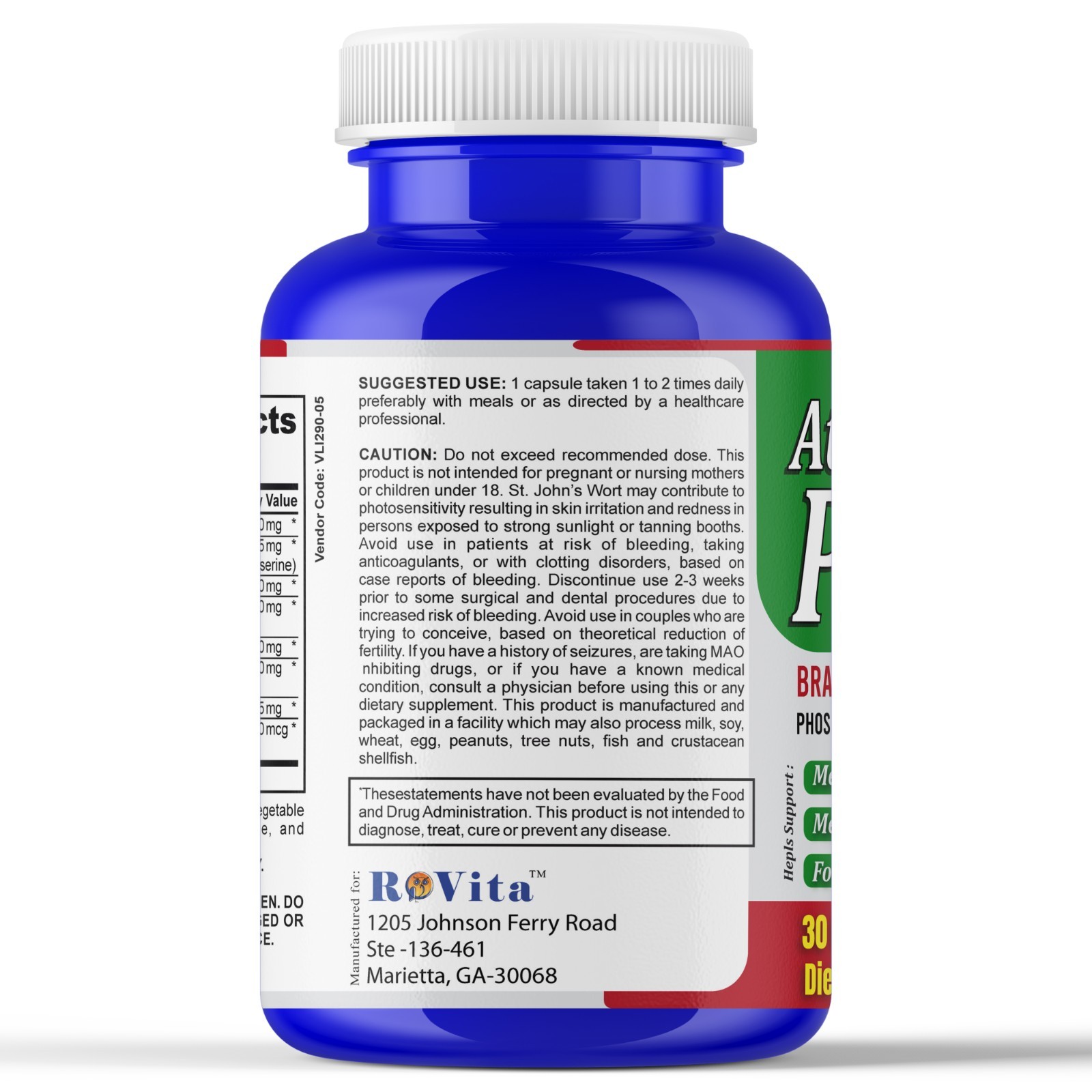 Brain Booster Supplement & Focus Vitamins for Seniors Adults Energy 30C