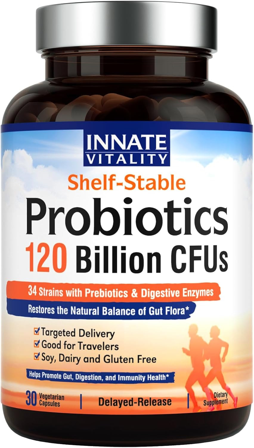 Probiotics 120 Billion Cfus for Men & Women, 34 Strains with Prebiotics & Digest