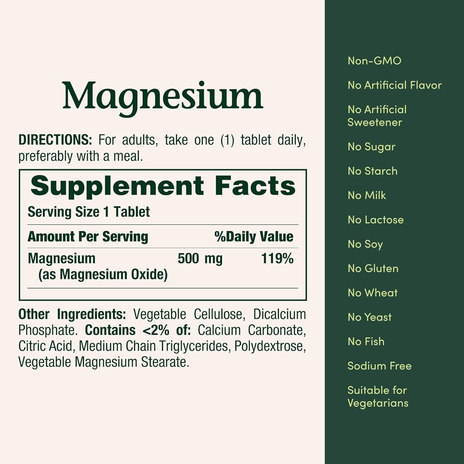 Magnesium 500mg High Potency Bone Muscle Cramp Relaxation Health Support 200 Tab