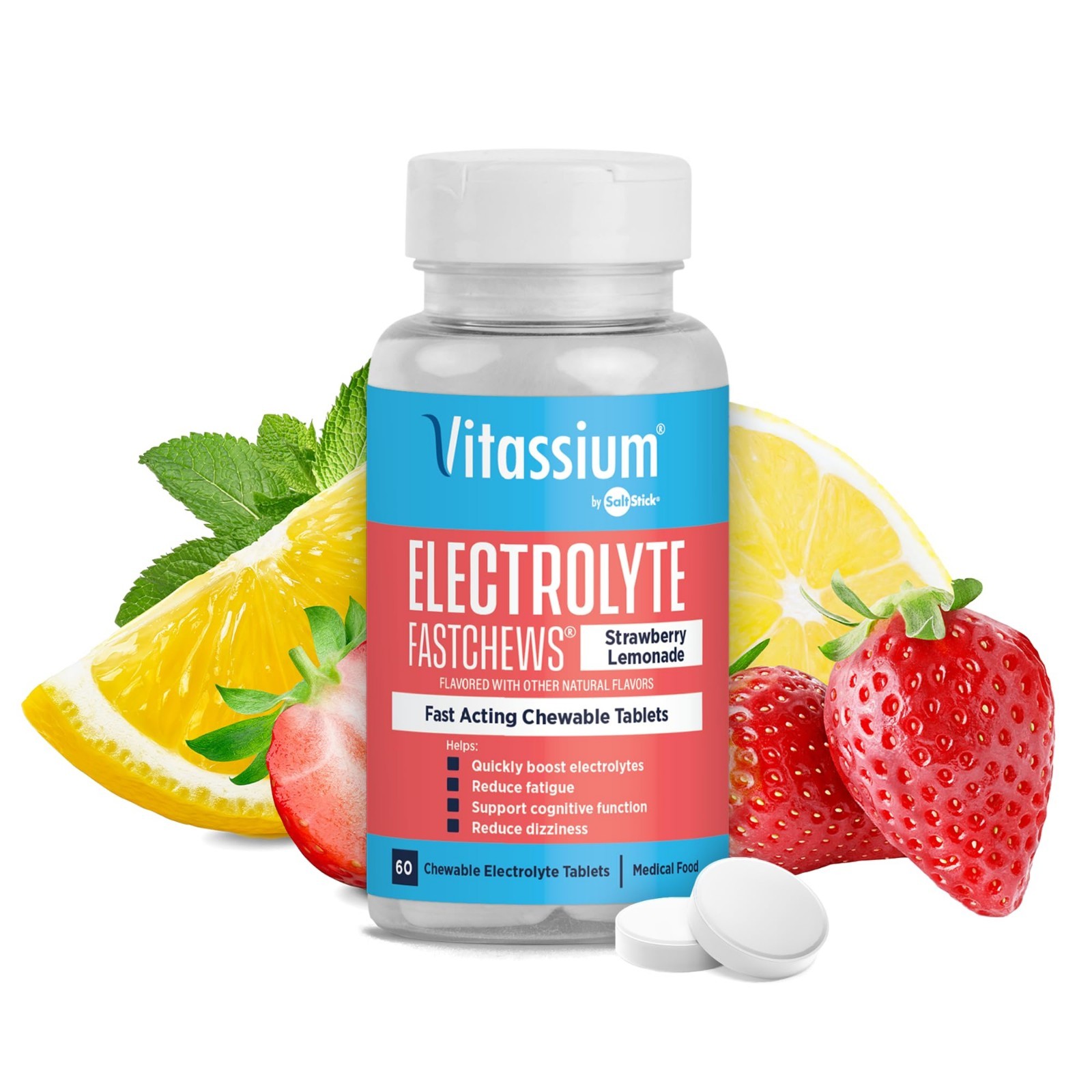 Chewable Electrolyte Tablets for POTS & High Sodium Diets – Fast-Acting, 60 Coun
