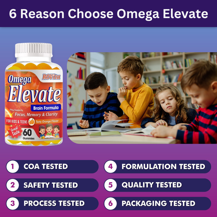Kids Omega 3 6 9 + DHA Gummies Kids Brain Booster Focus, Memory & Clarity