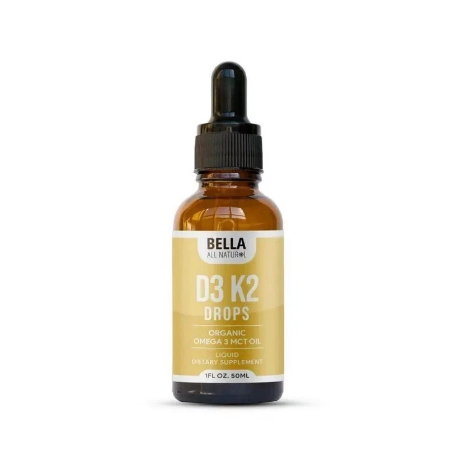 Bella All Natural Vitamin D3 K2 Drops Organic Omega 3 MCT Oil 50ml Formula++