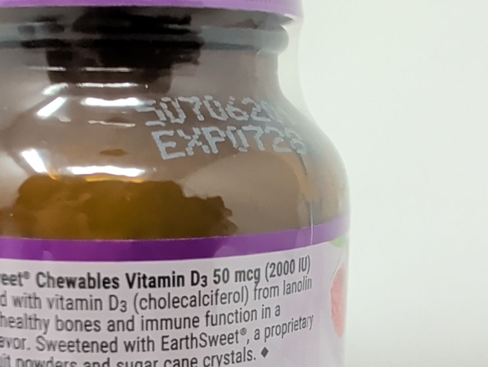 Bluebonnet Earthsweet Chewables Vitamin D3 50 Mcg 2000 IU Raspberry 180 Tablets