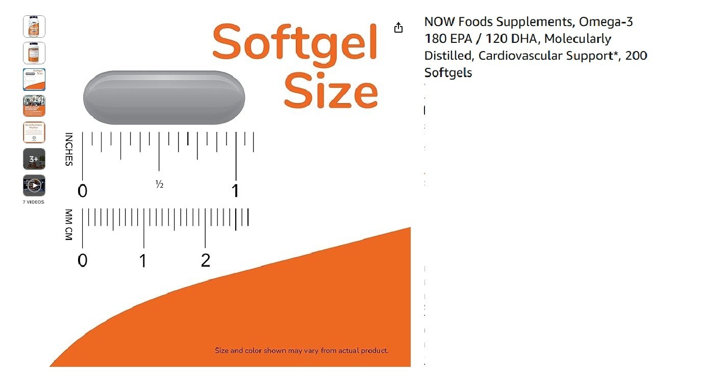 NOW FOODS Omega-3 Molecularly Distilled 200 Fish Softgels