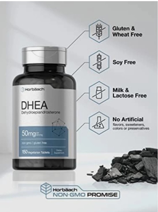 DHEA 50mg | 150 Capsules | Non-GMO, Gluten Free Supplement