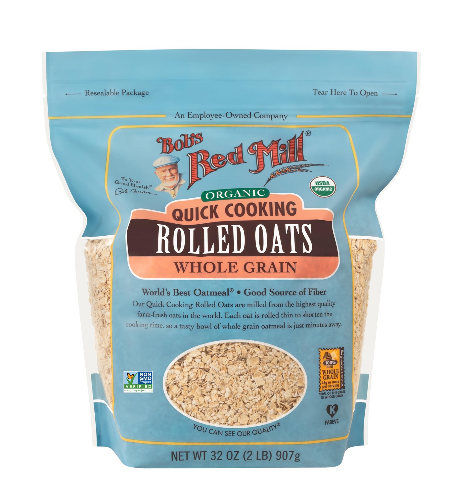 Bob’s Red Mill Organic Quick Cooking Rolled Oats, 32oz 32 Ounce (Pack of 4)